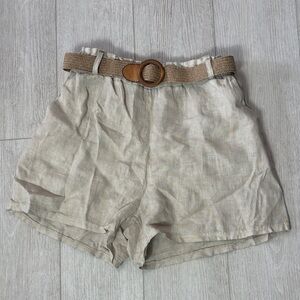 Pure Linen Tan Shorts with Belt size XS
